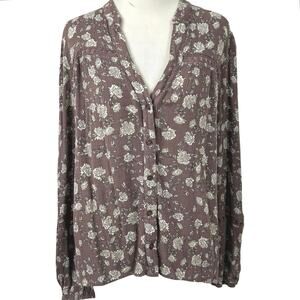 Everleigh Boho Peasant Top Blouse Hippie Purple Long Sleeve Women Size Small